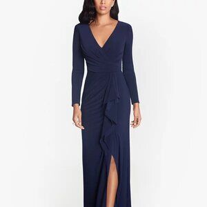 Betsy & Adam Navy Long Sleeve Wedding Dress